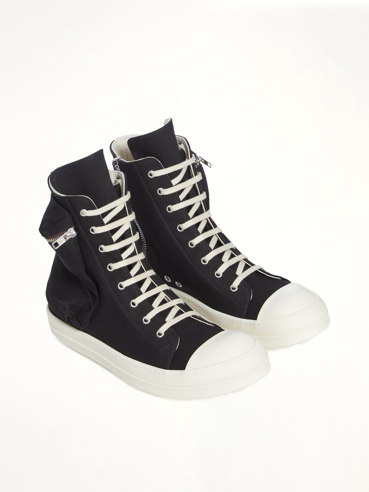 Cargo Sneaks in Black/Milk Front View | RICK OWENS DRKSHDW