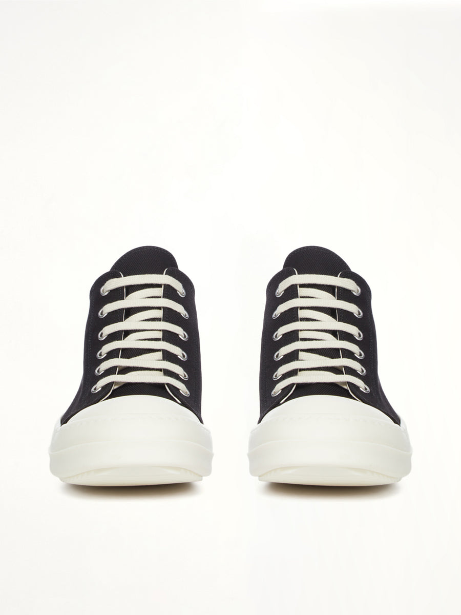 Denim Low Sneaks in Black/Milk Back View | RICK OWENS DRKSHDW