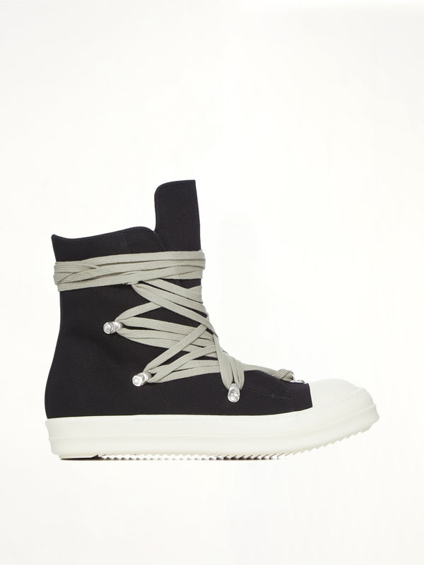 Megalace Sneaks in Black/Milk Side View | RICK OWENS DRKSHDW