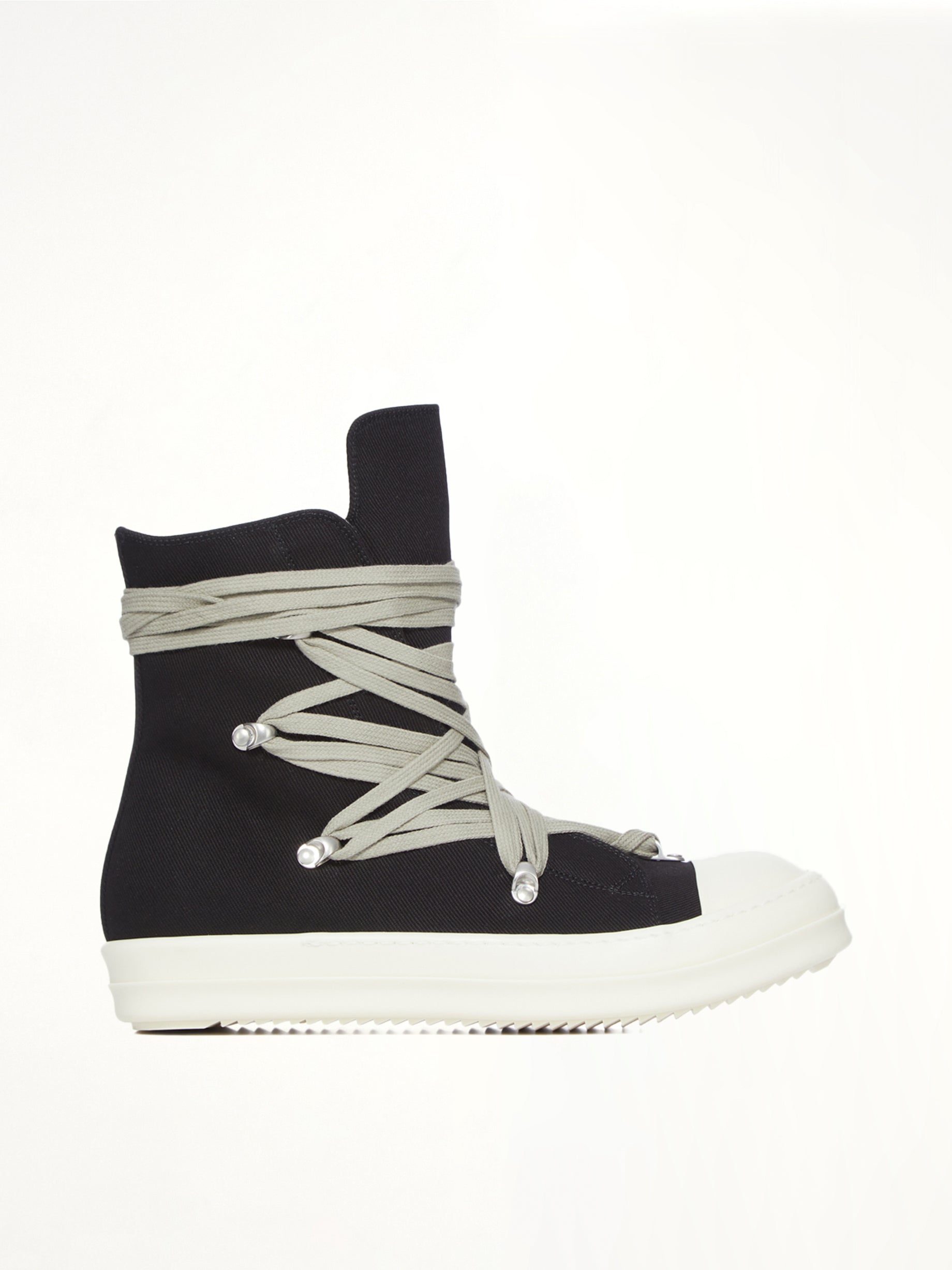 Megalace Sneaks in Black/Milk Side View | RICK OWENS DRKSHDW