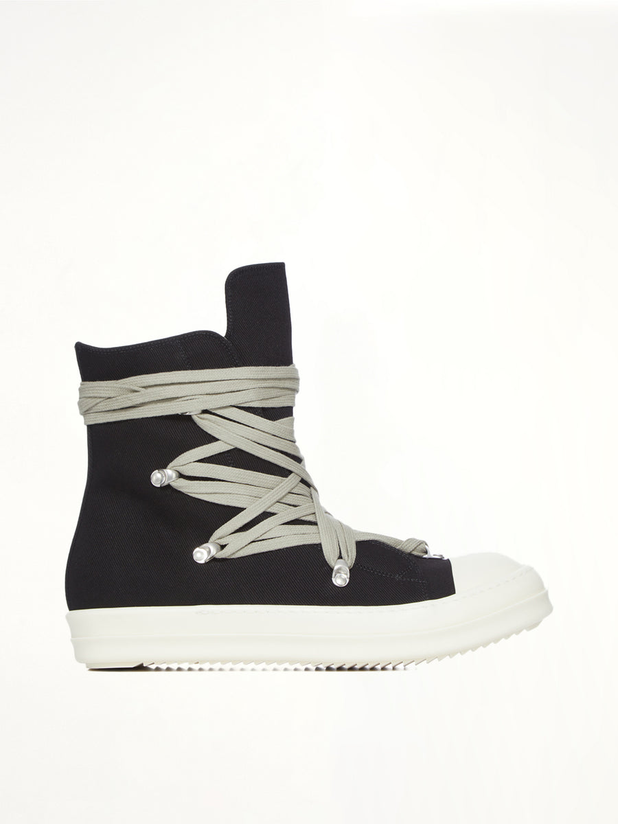 Megalace Sneaks in Black/Milk Side View | RICK OWENS DRKSHDW