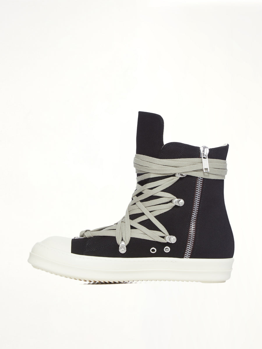Megalace Sneaks in Black/Milk Top View | RICK OWENS DRKSHDW