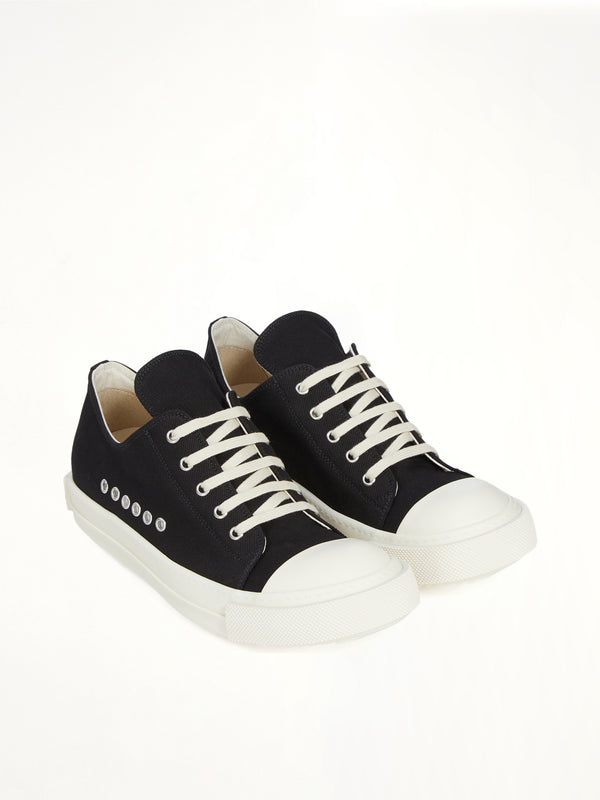 Extreme Low Sneaks in Black/Milk Front View | RICK OWENS DRKSHDW