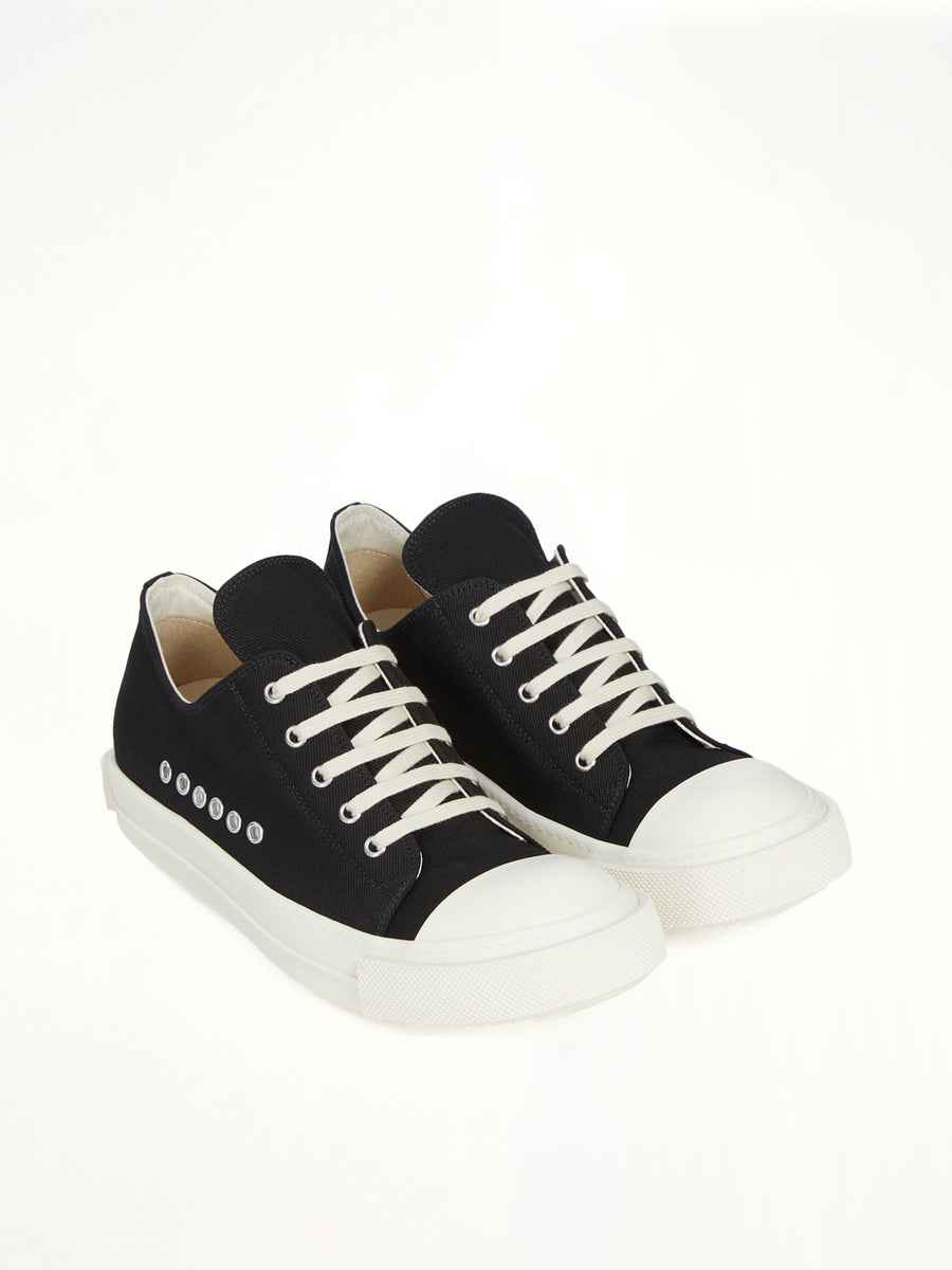Extreme Low Sneaks in Black/Milk Front View | RICK OWENS DRKSHDW