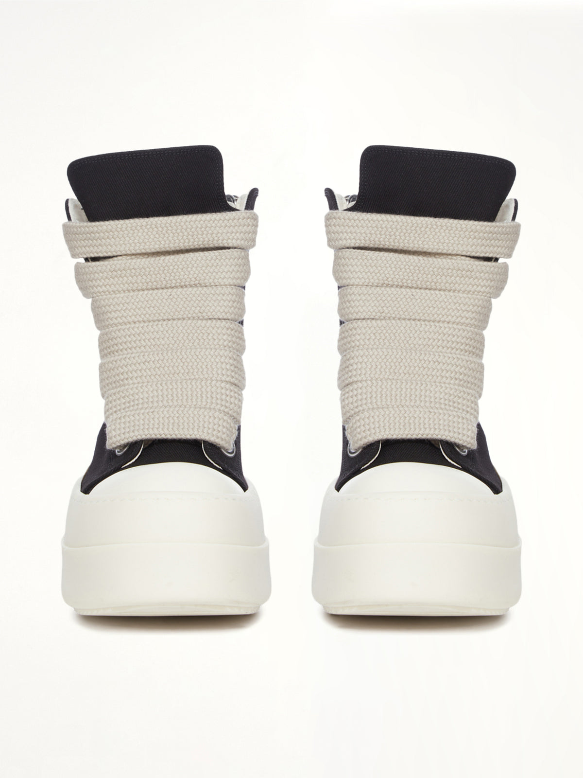 Mega Bumper Jumbolace Sneaks in Black/Milk Back View | RICK OWENS DRKSHDW