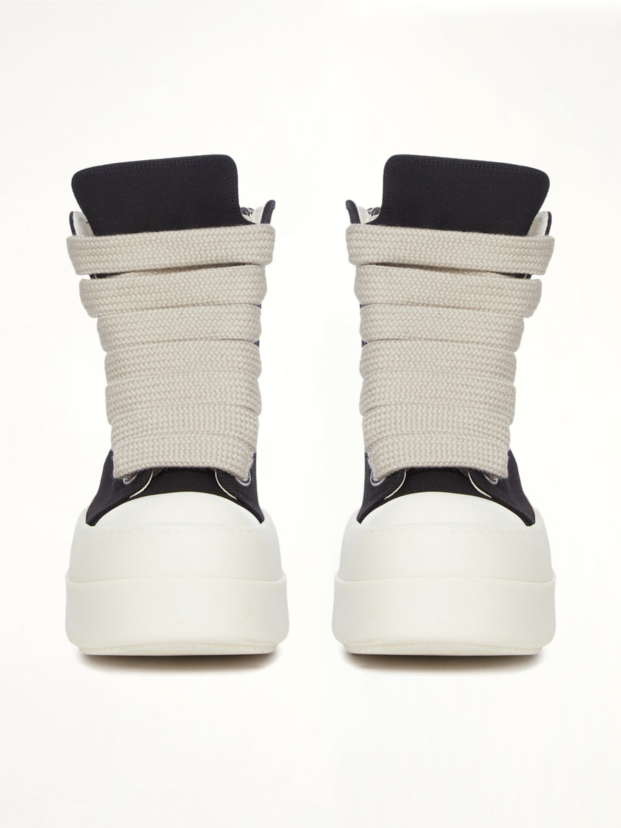 Mega Bumper Jumbolace Sneaks in Black/Milk Back View | RICK OWENS DRKSHDW