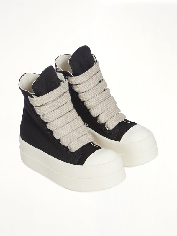 Mega Bumper Jumbolace Sneaks in Black/Milk Front View | RICK OWENS DRKSHDW