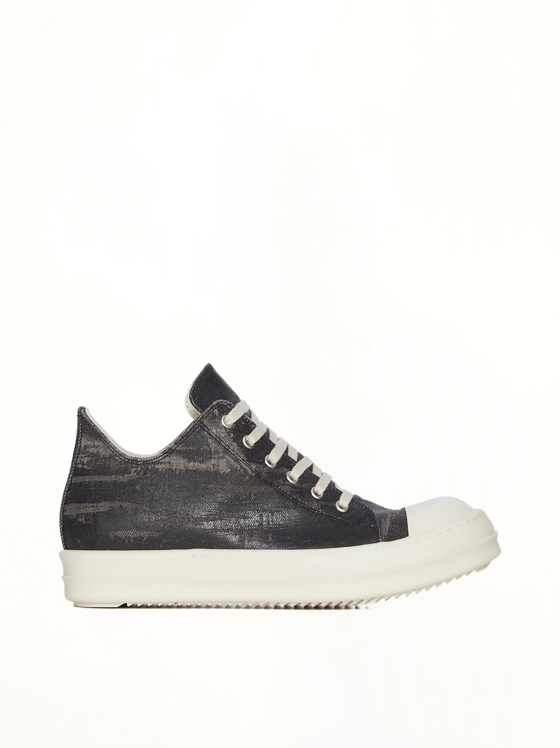 Low Sneaks in Black Washed Side View | RICK OWENS DRKSHDW