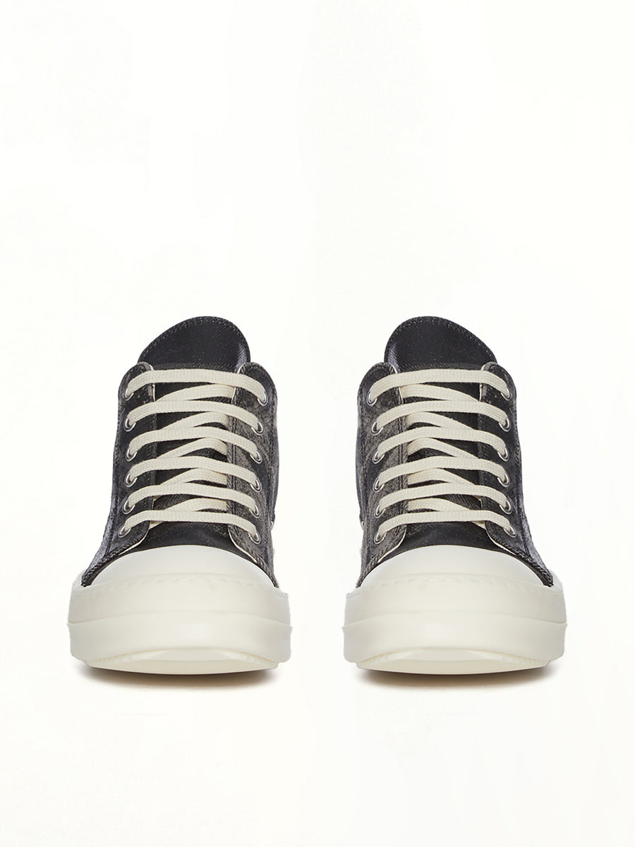 Low Sneaks in Black Washed Back View | RICK OWENS DRKSHDW