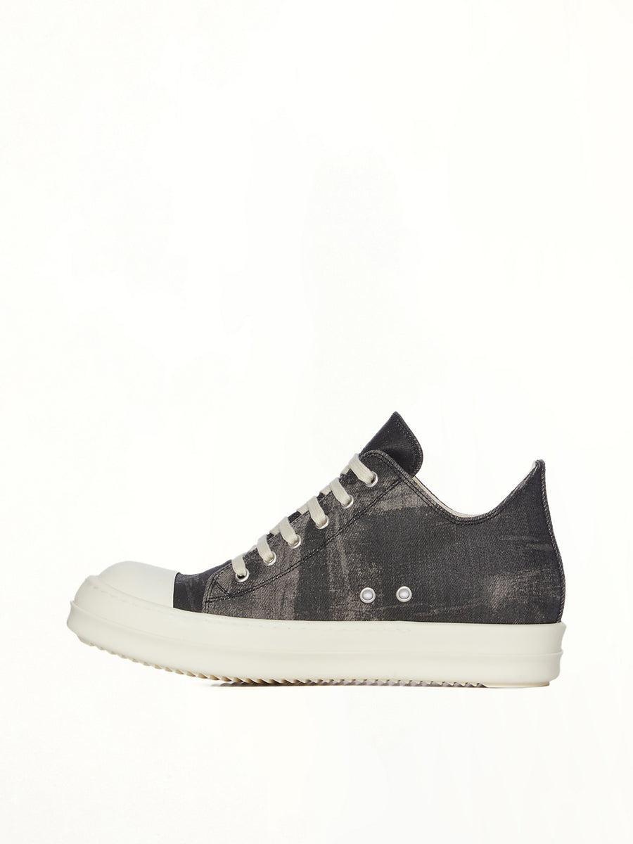 Low Sneaks in Black Washed Top View | RICK OWENS DRKSHDW