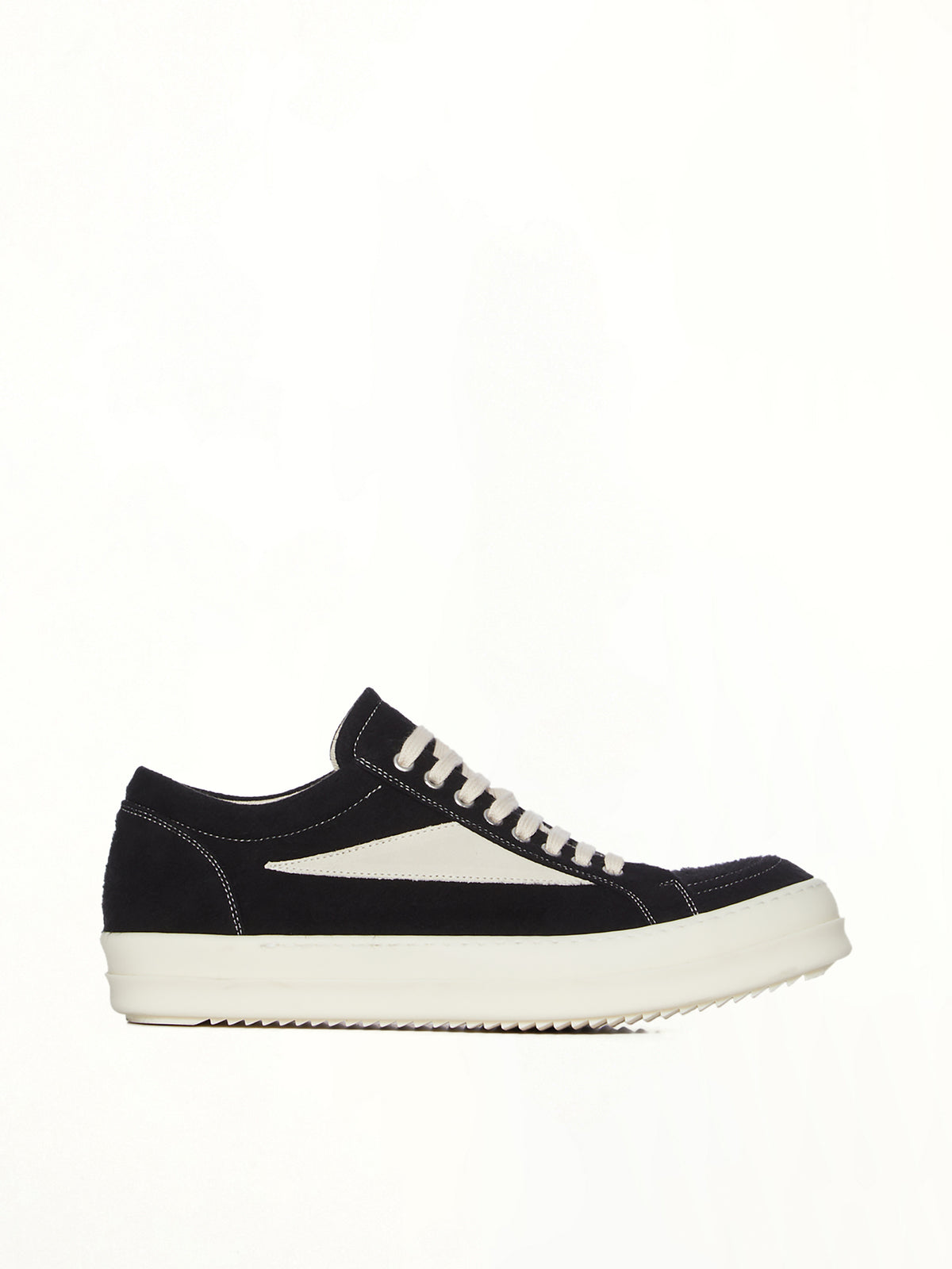 Vintage Sneaks in Black/Milk/Milk Side View | RICK OWENS DRKSHDW