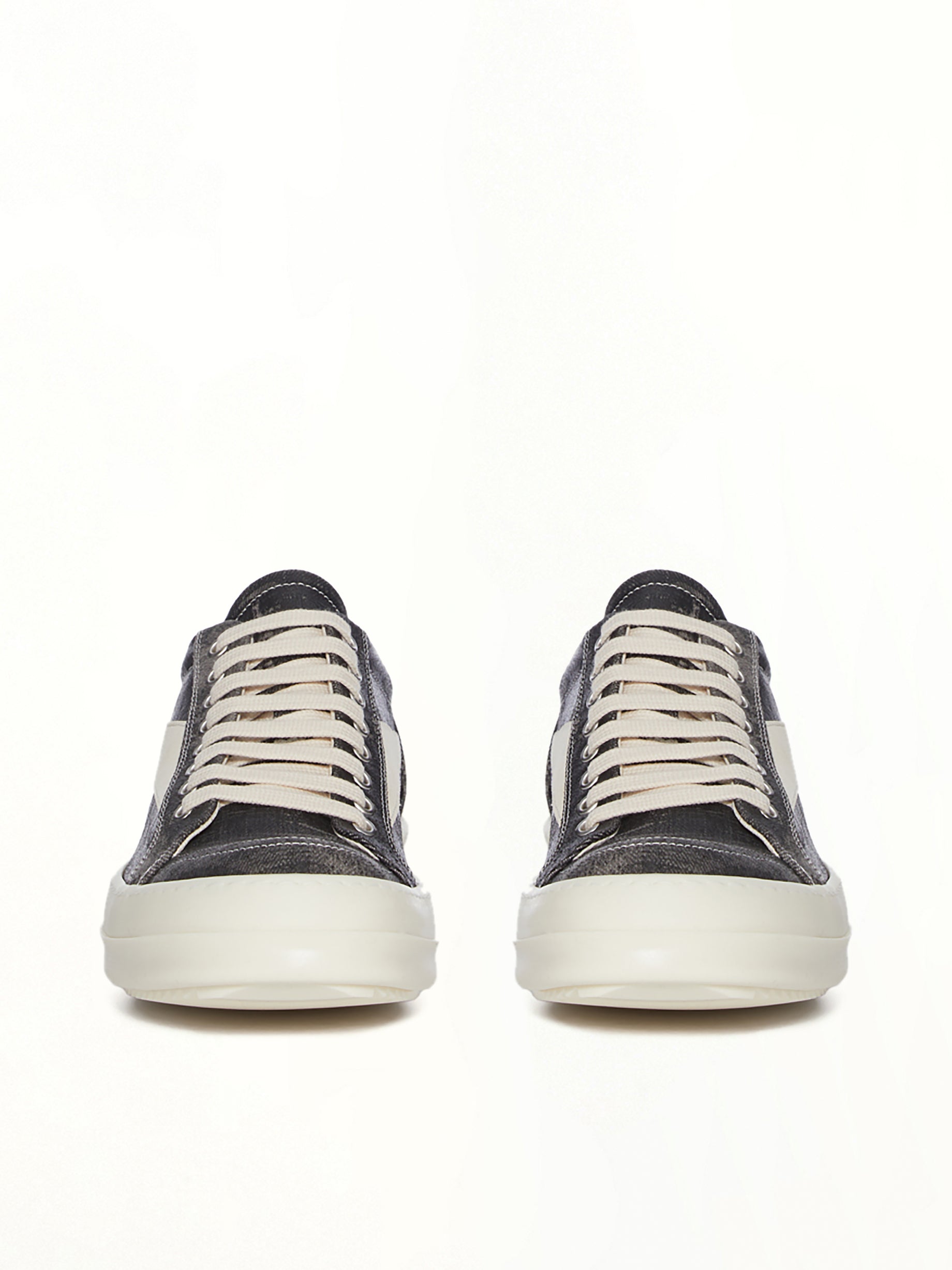 Vintage Sneaks in Black Washed Back View | RICK OWENS DRKSHDW