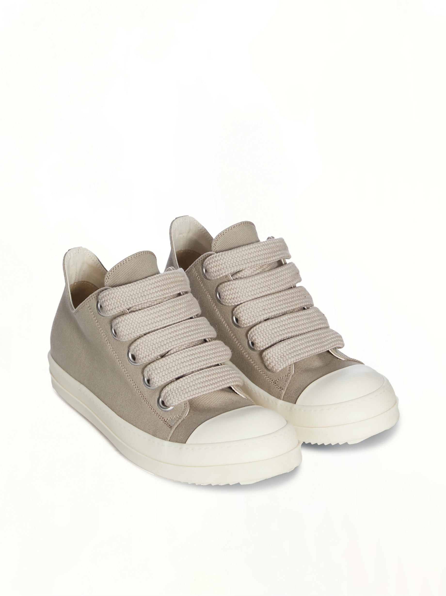 Jumbolace Low Sneaks in Dirty Pearl/Milk/Milk Front View | RICK OWENS DRKSHDW