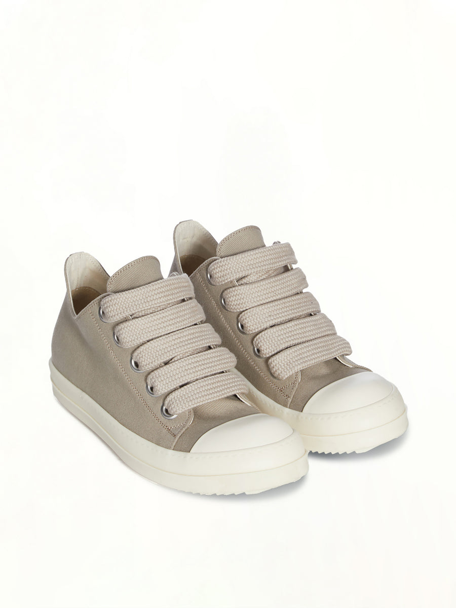 Jumbolace Low Sneaks in Dirty Pearl/Milk/Milk Front View | RICK OWENS DRKSHDW