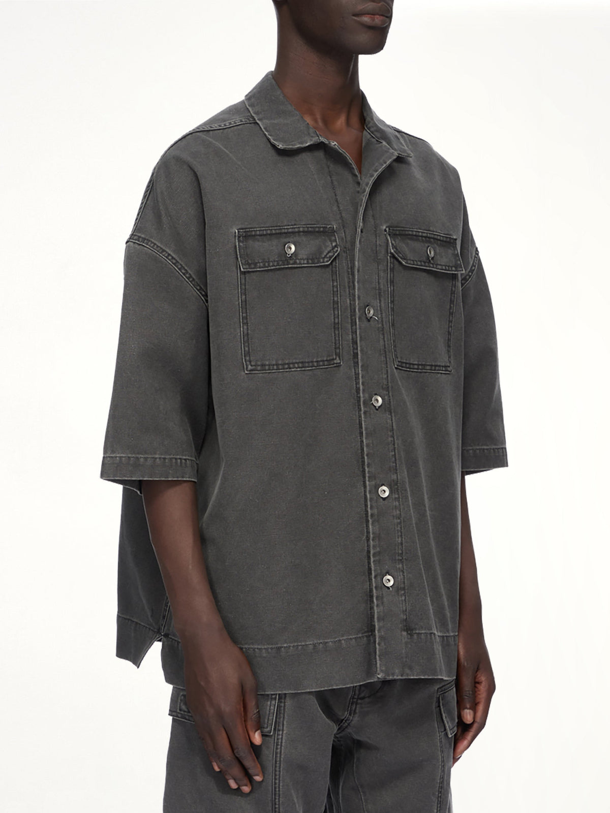 Cotton Canvas Magnum Tommy Shirt in Gravel