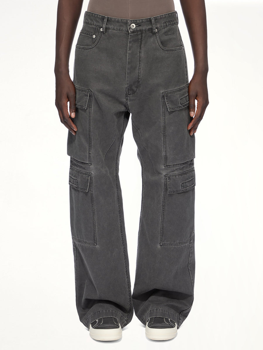 Cotton Canvas Double Cargo Jeans in Gravel