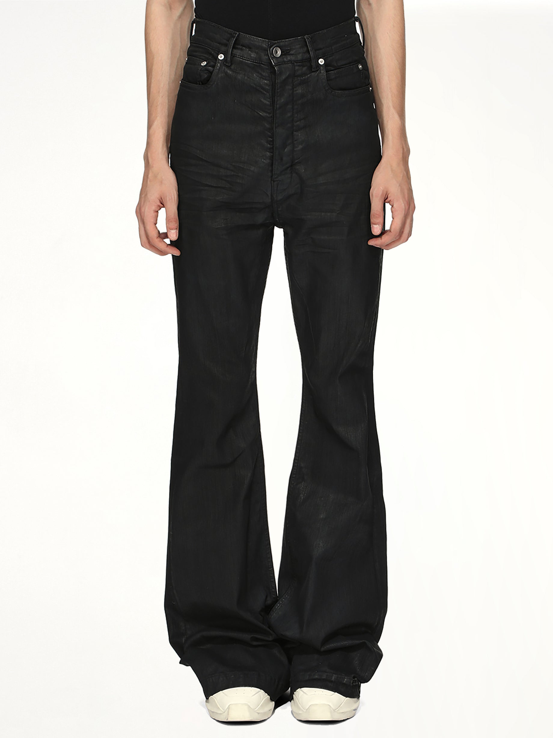 Stretch Denim Bolan Bootcut in Black Wax