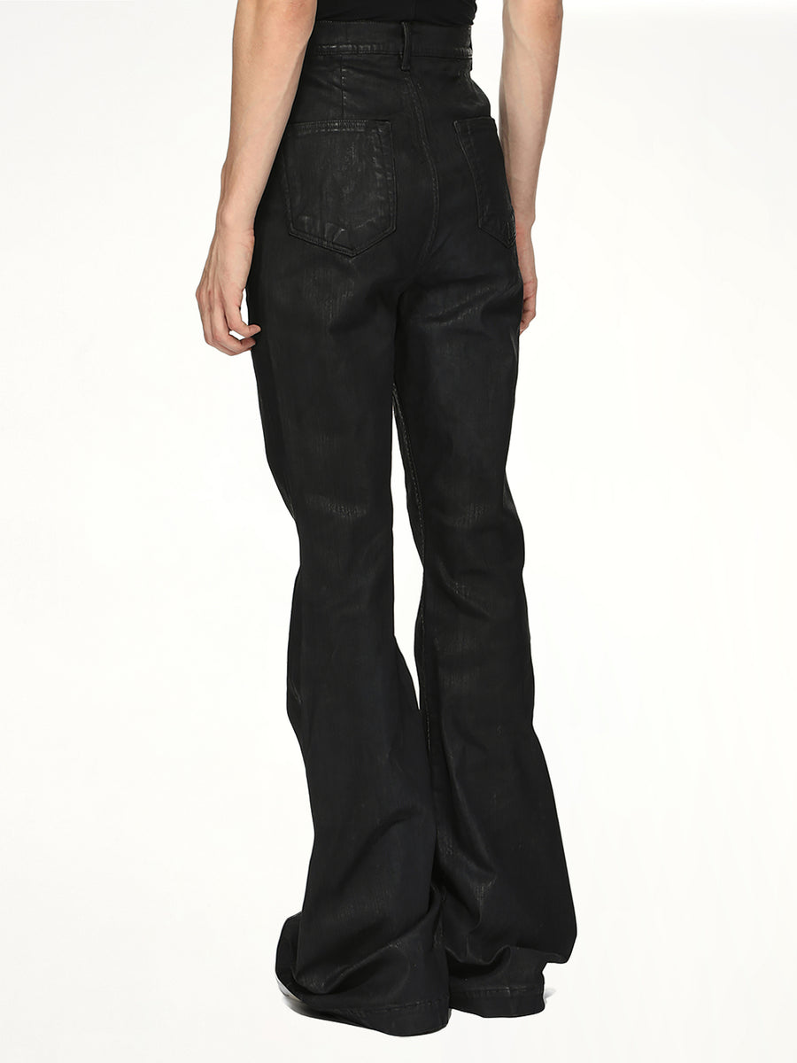 Stretch Denim Bolan Bootcut in Black Wax