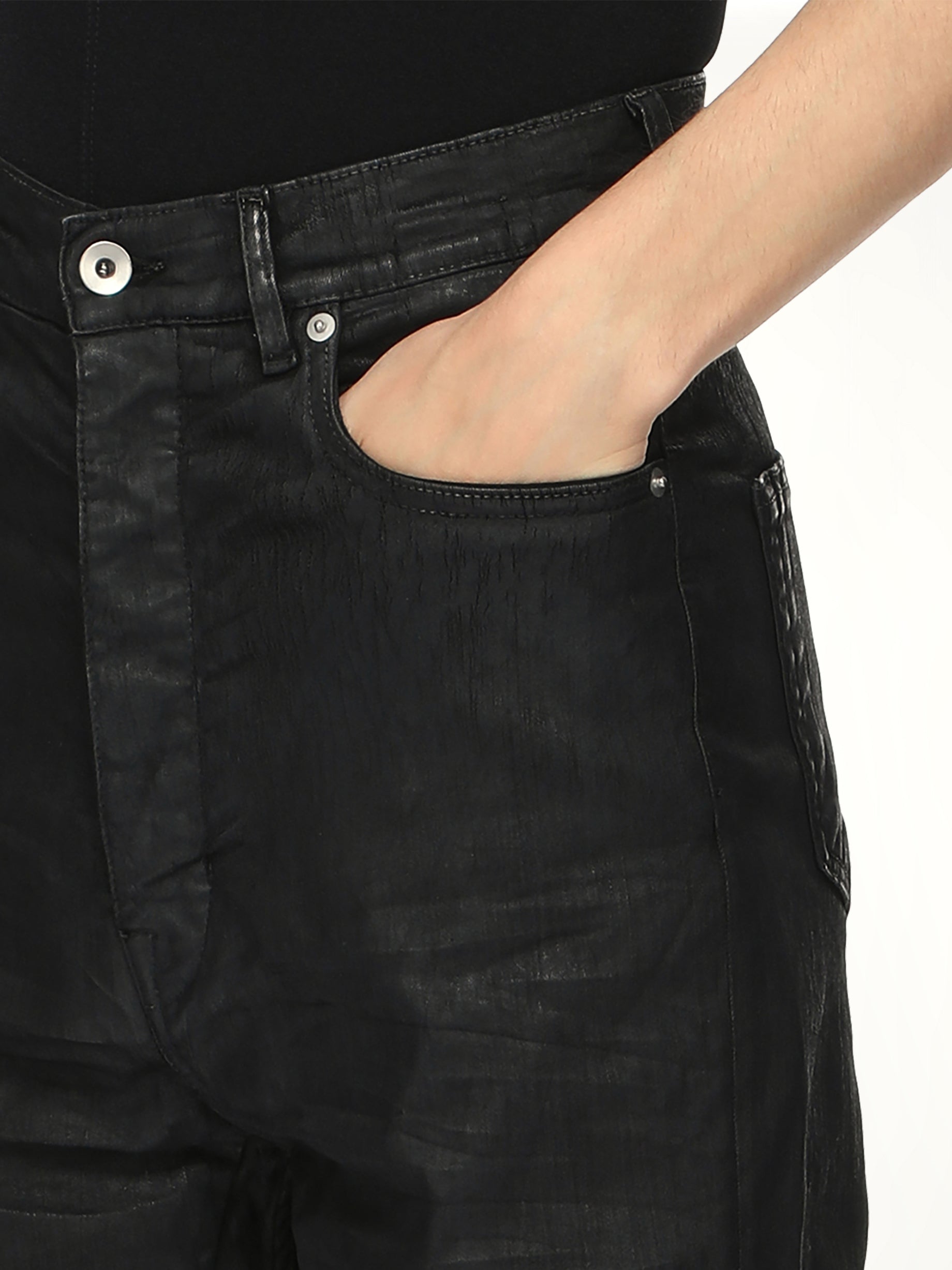 Stretch Denim Bolan Bootcut in Black Wax