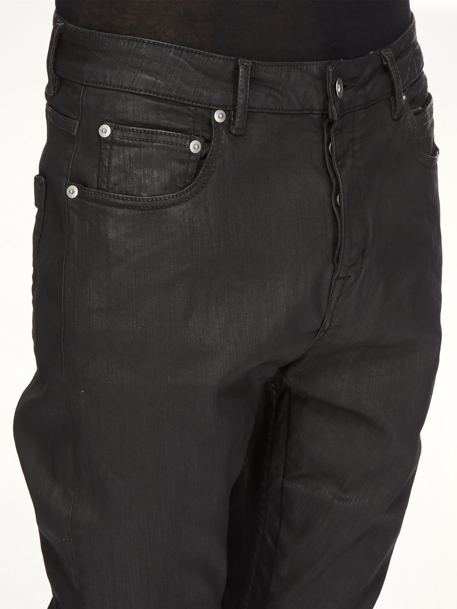 Stretch Denim Detroit Cut Jeans in Black Wax