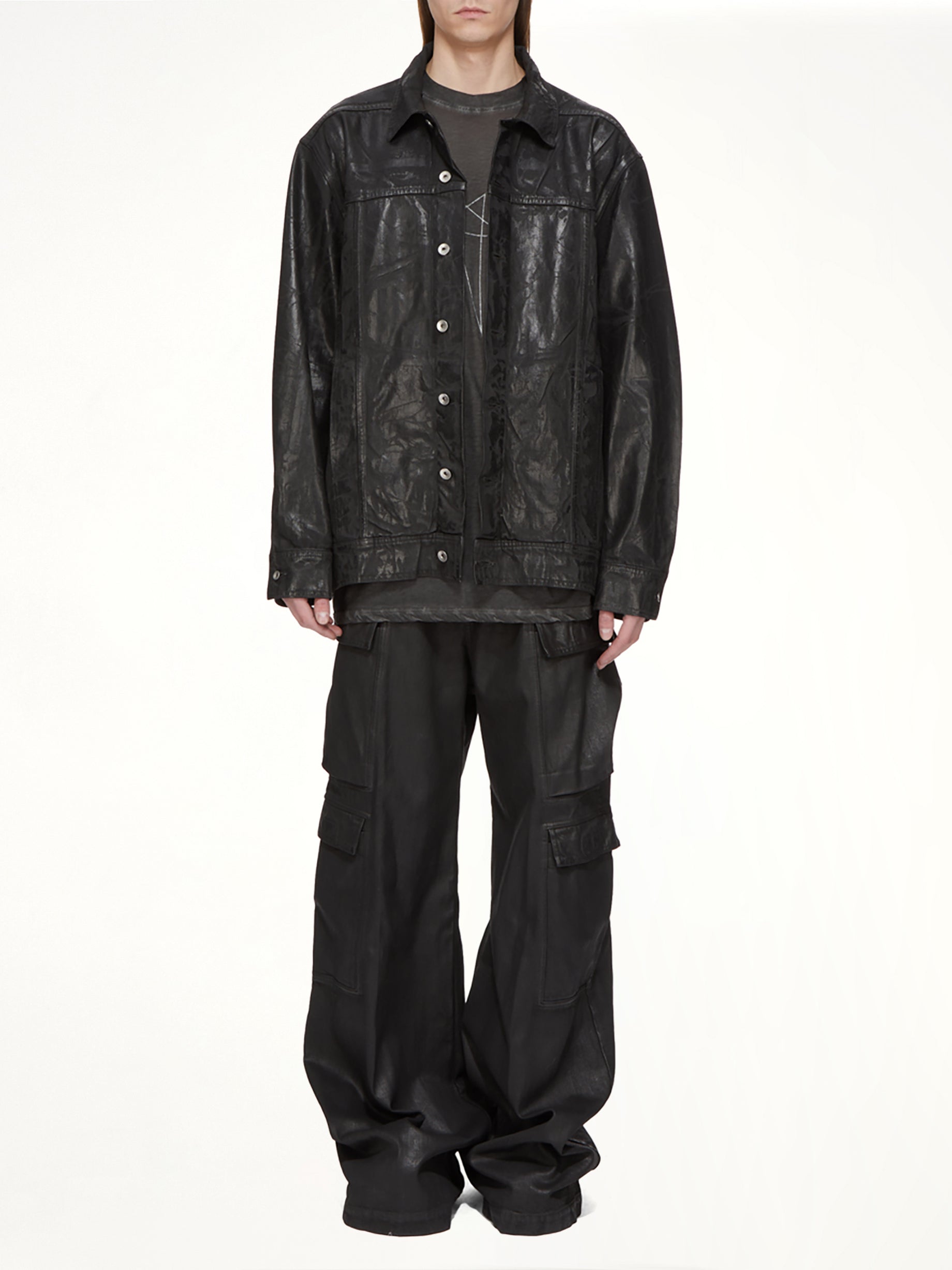13oz Denim Double Cargo Jumbo Belas in Black Wax