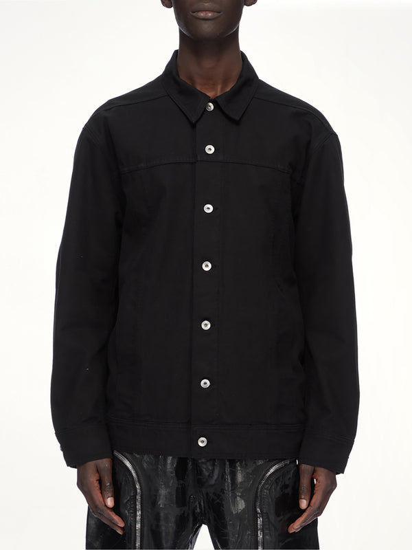 Cotton Canvas Jumbo Worker Denim Jacket in Black