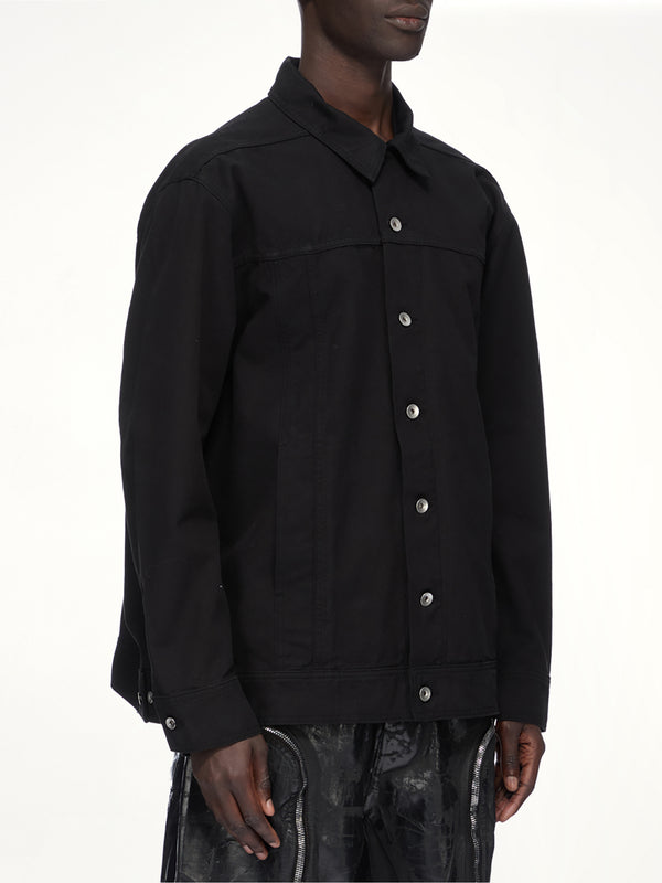 Cotton Canvas Jumbo Worker Denim Jacket in Black