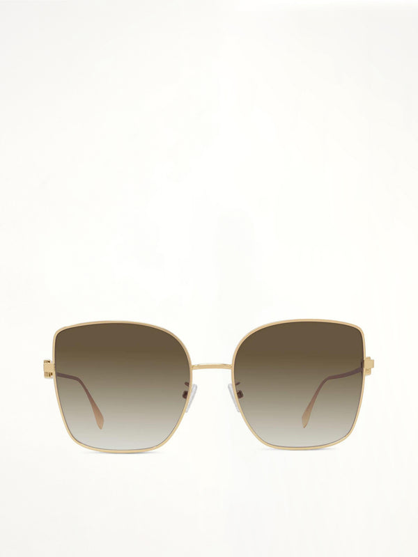 Fendi FE40013U 5930F Rectangle Sunglasses in Gold