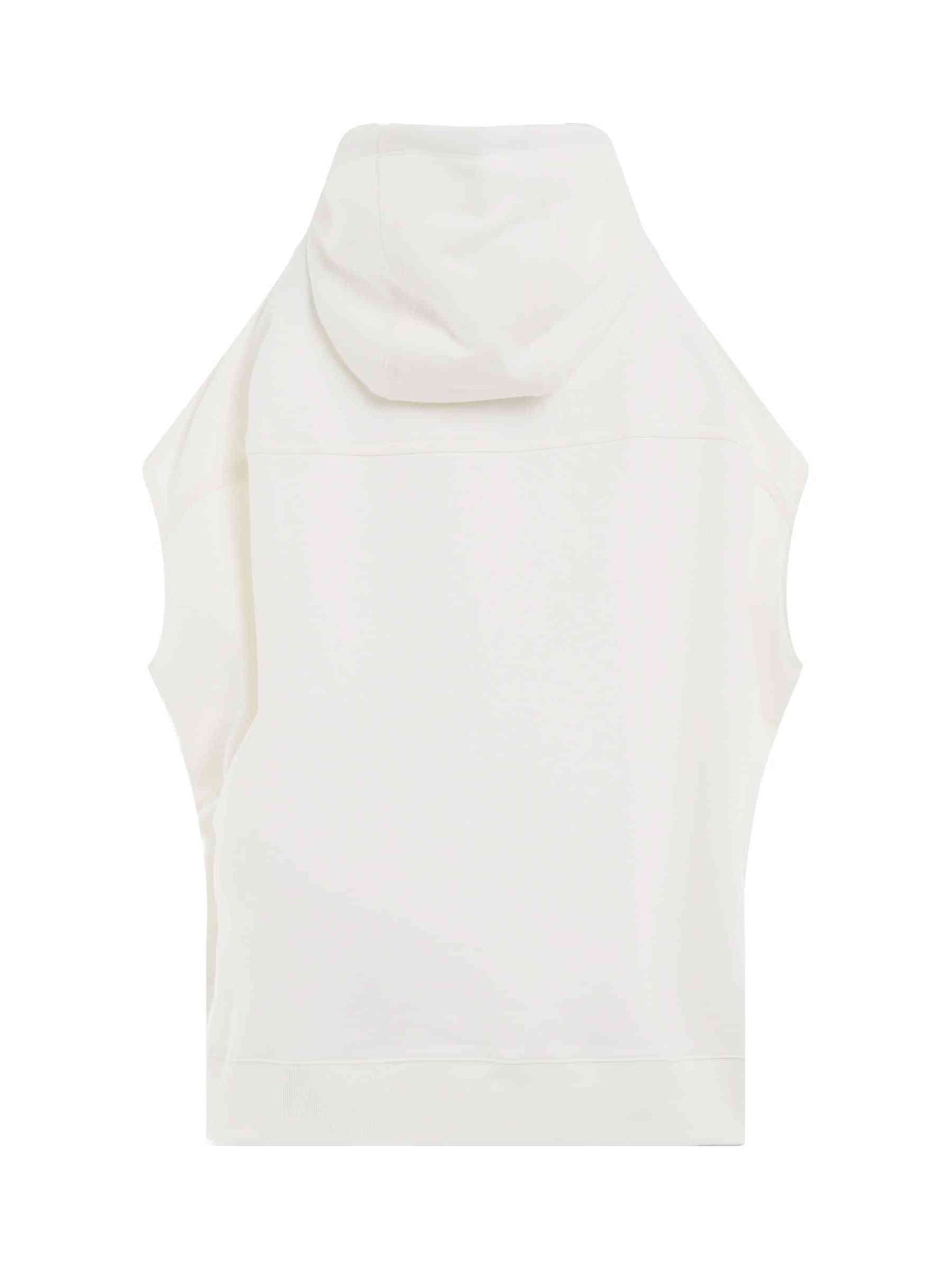 Sleeveless Logo Hoodie in Stone White