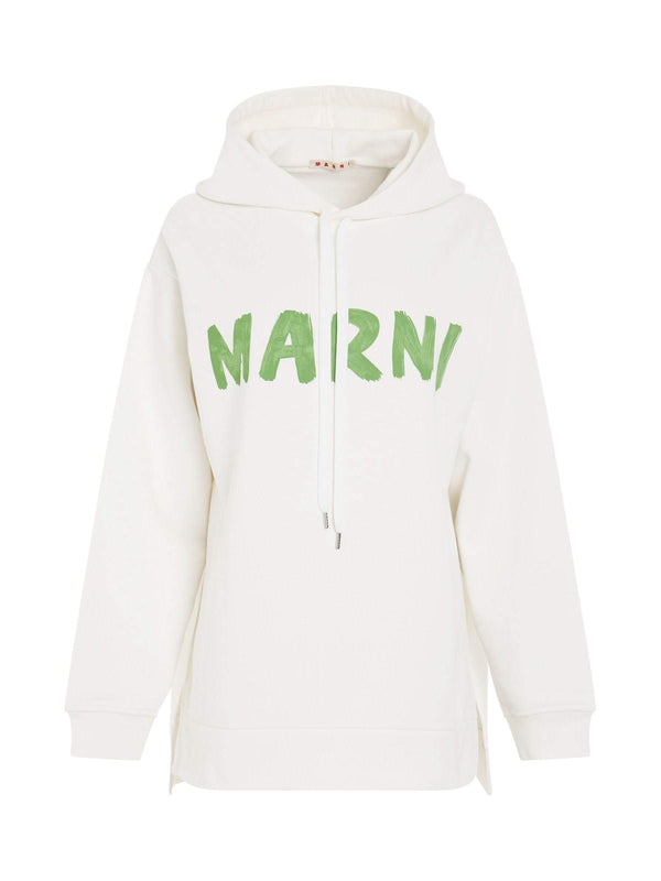 Logo Printed Hoodie in White