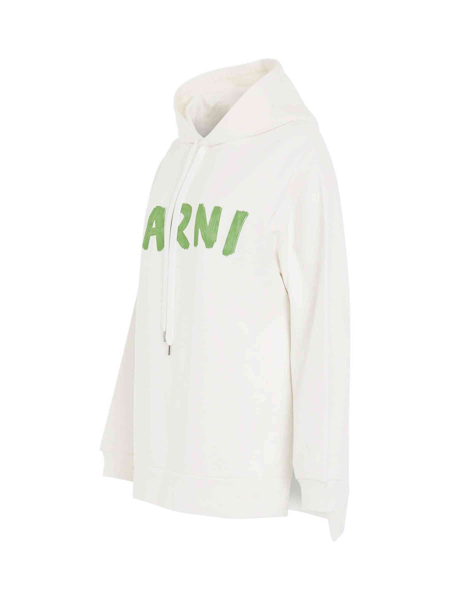 Logo Printed Hoodie in White