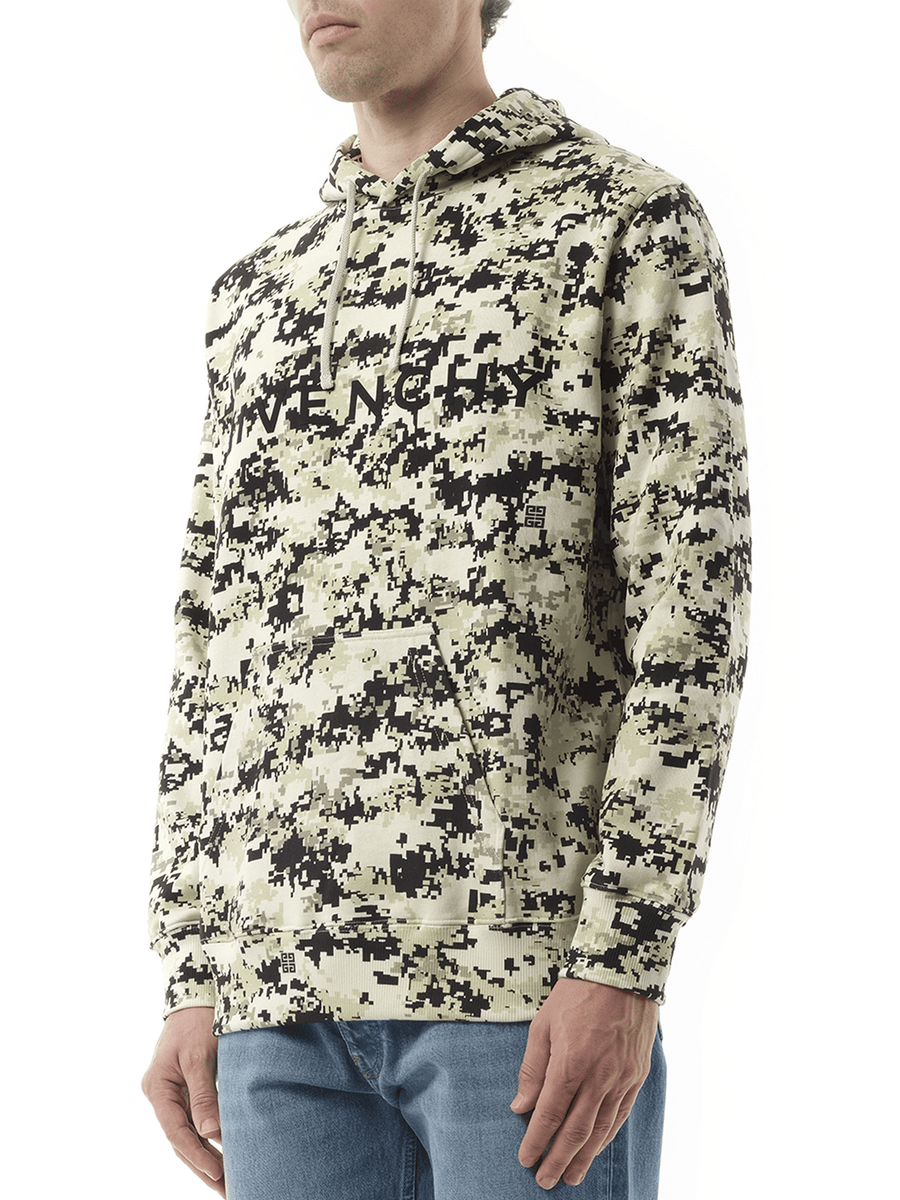 Givenchy Camo All Over Hoodie in Pearl Beige/Black