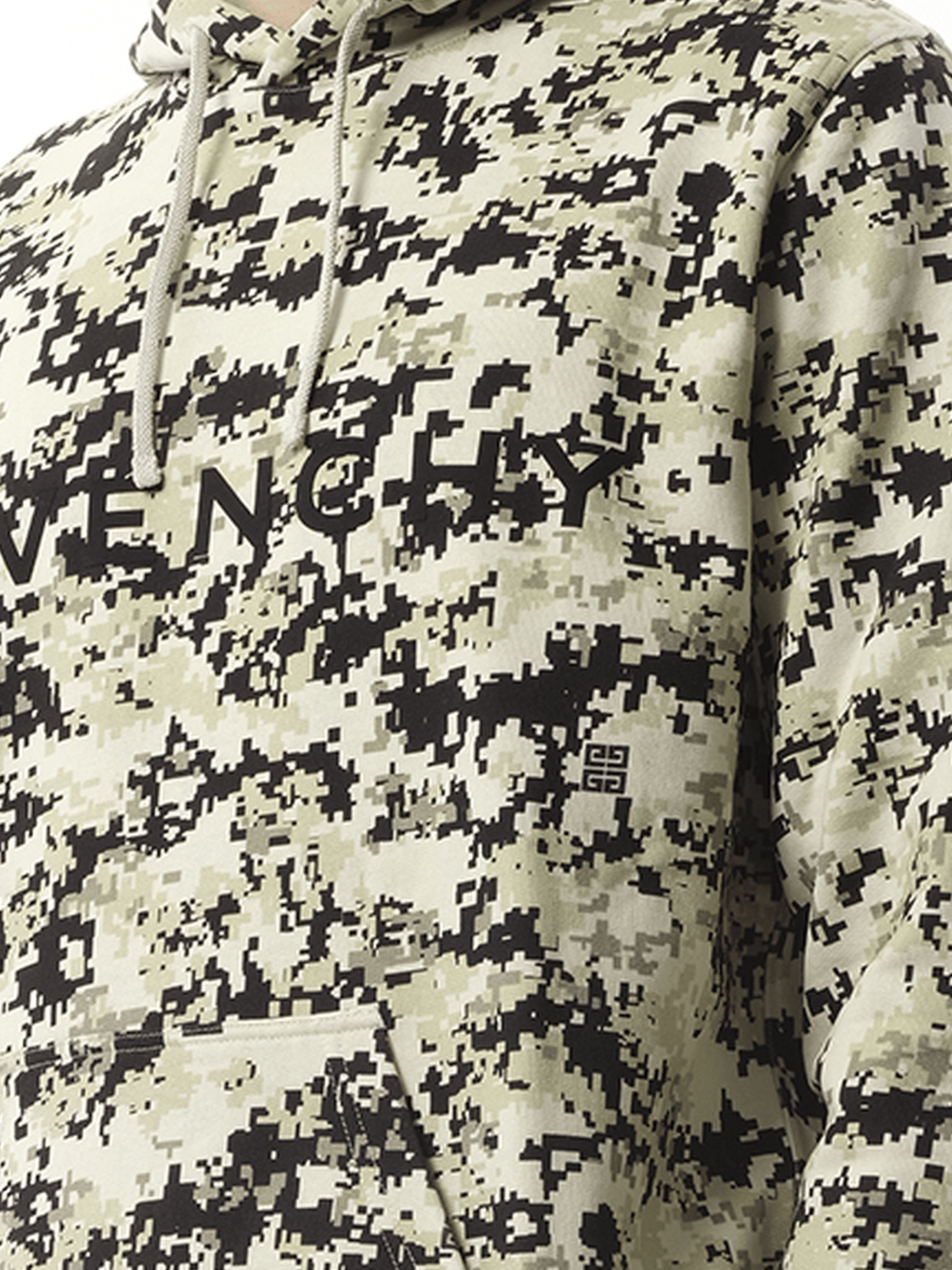 Givenchy Camo All Over Hoodie in Pearl Beige/Black