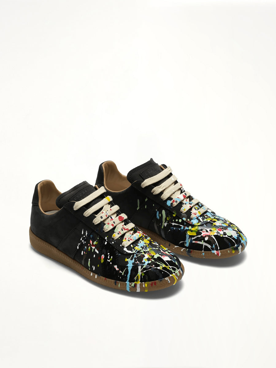 Replica Paint Splatter Sneaker in Black