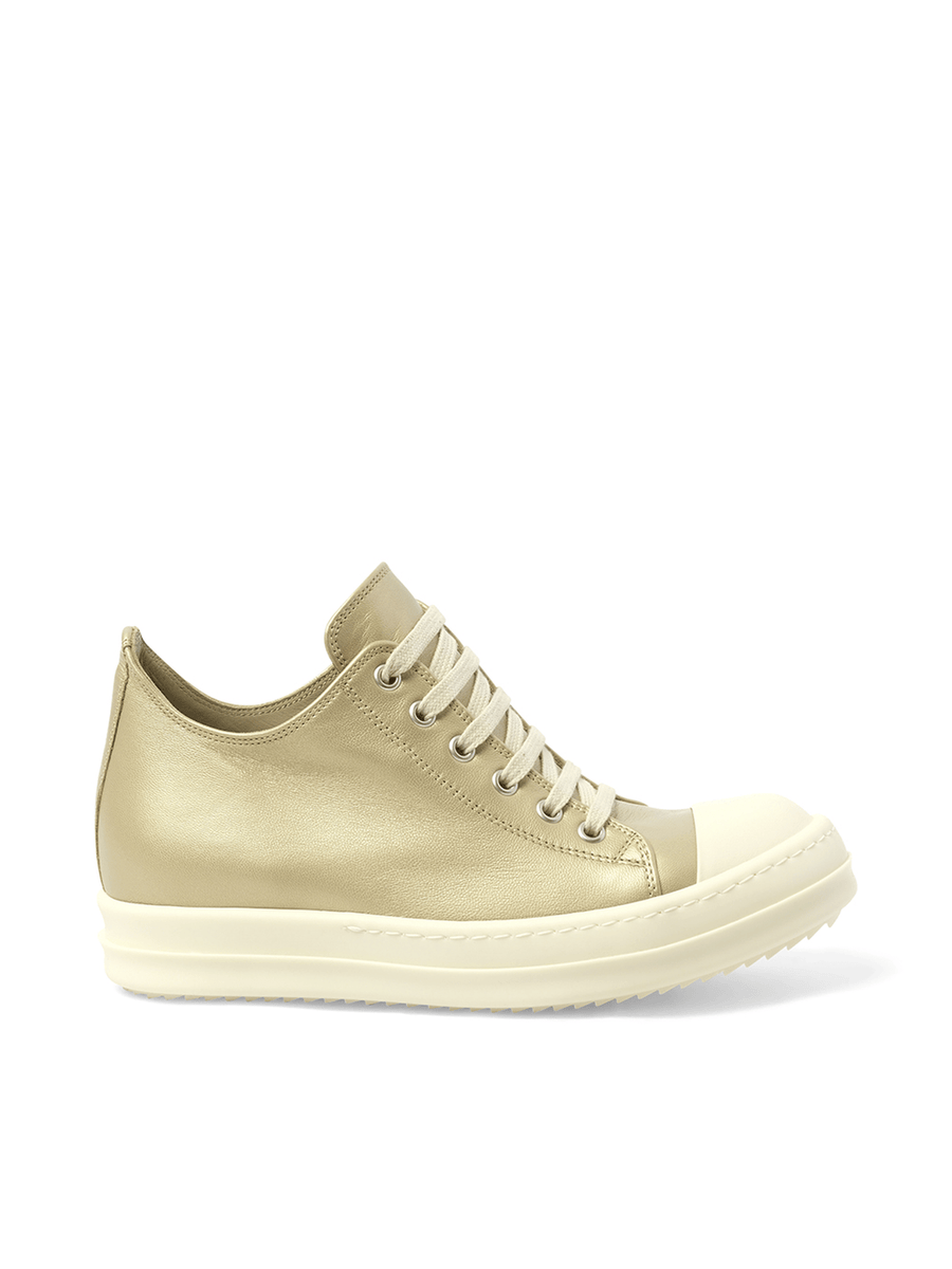 Low Sneaks in Gold/Milk/Milk Side View | RICK OWENS