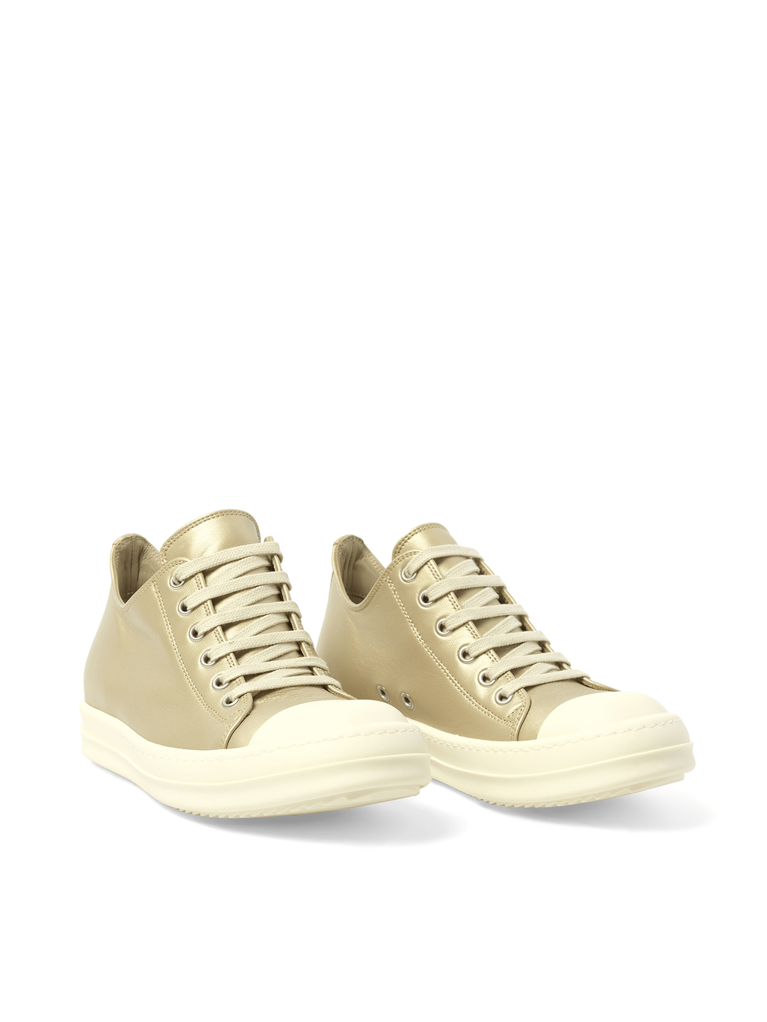 Low Sneaks in Gold/Milk/Milk Front View | RICK OWENS