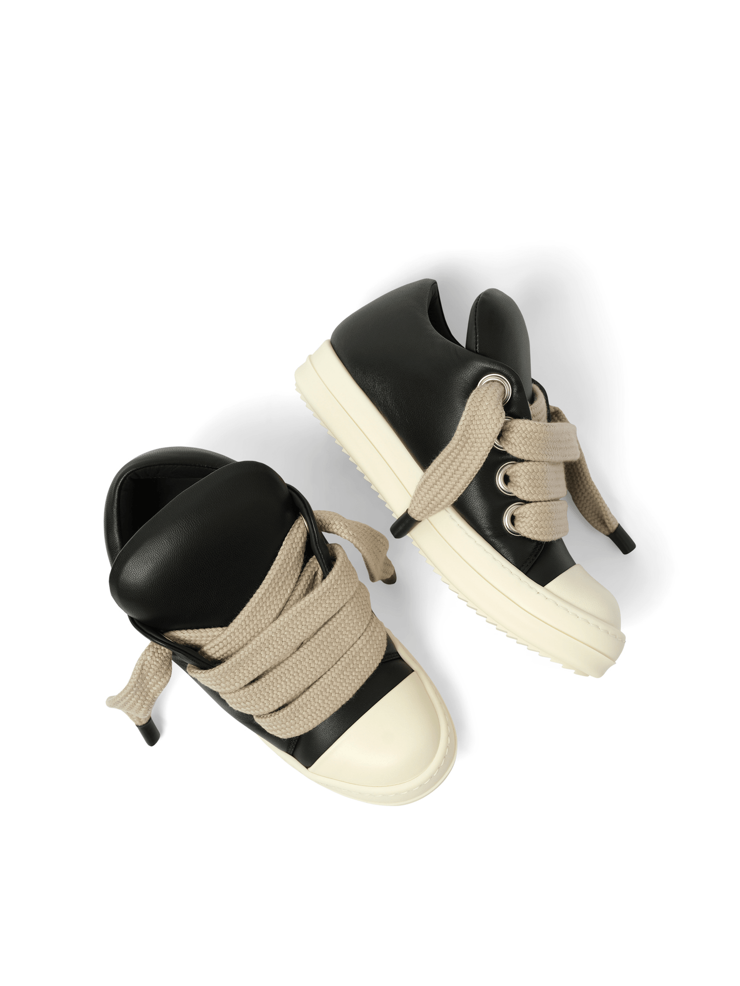 Rick Owens Jumbolaced Low Sneaker in Black/Milk/Milk