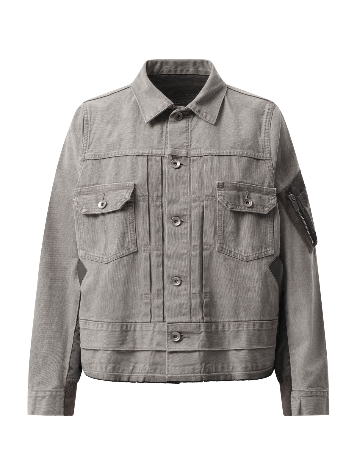 Sacai Denim x Nylon Twill Jacket in Gray