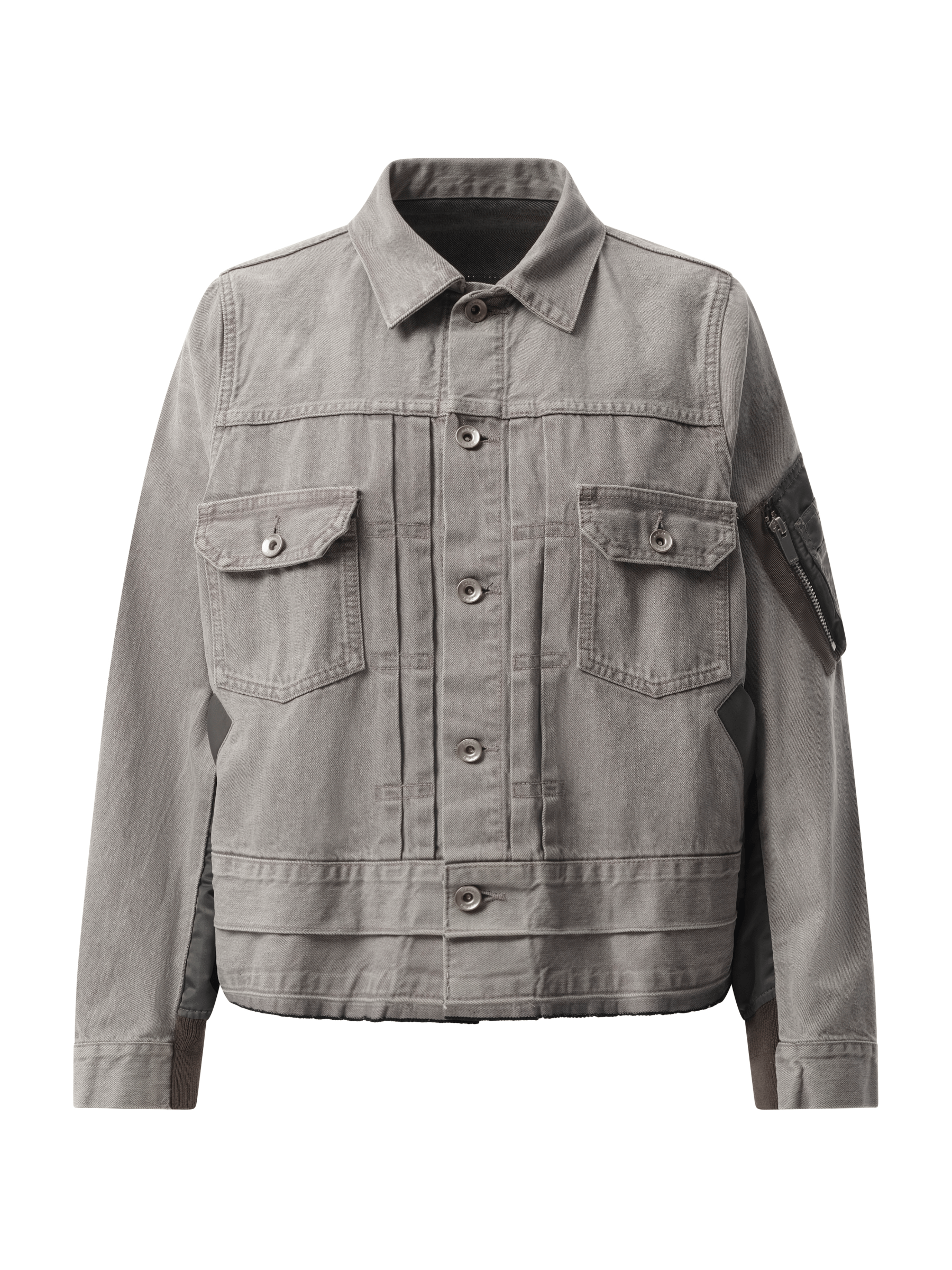 Sacai Denim x Nylon Twill Jacket in Gray