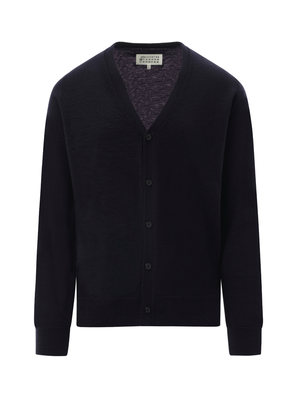 Maison Margiela Wool Cardigan in Dark Blue