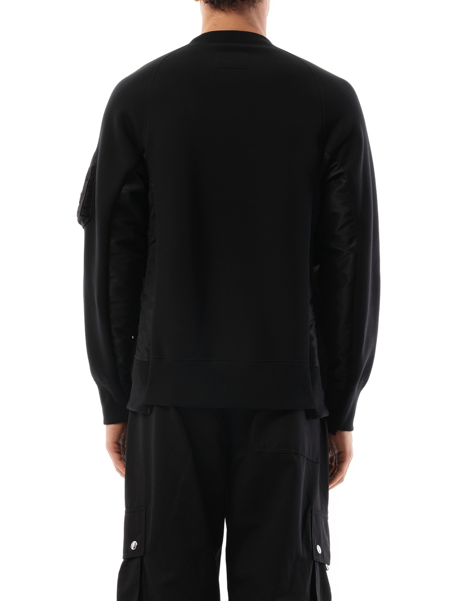 Sacai Sponge Sweat Nylon Twill Sweatshirt in Black