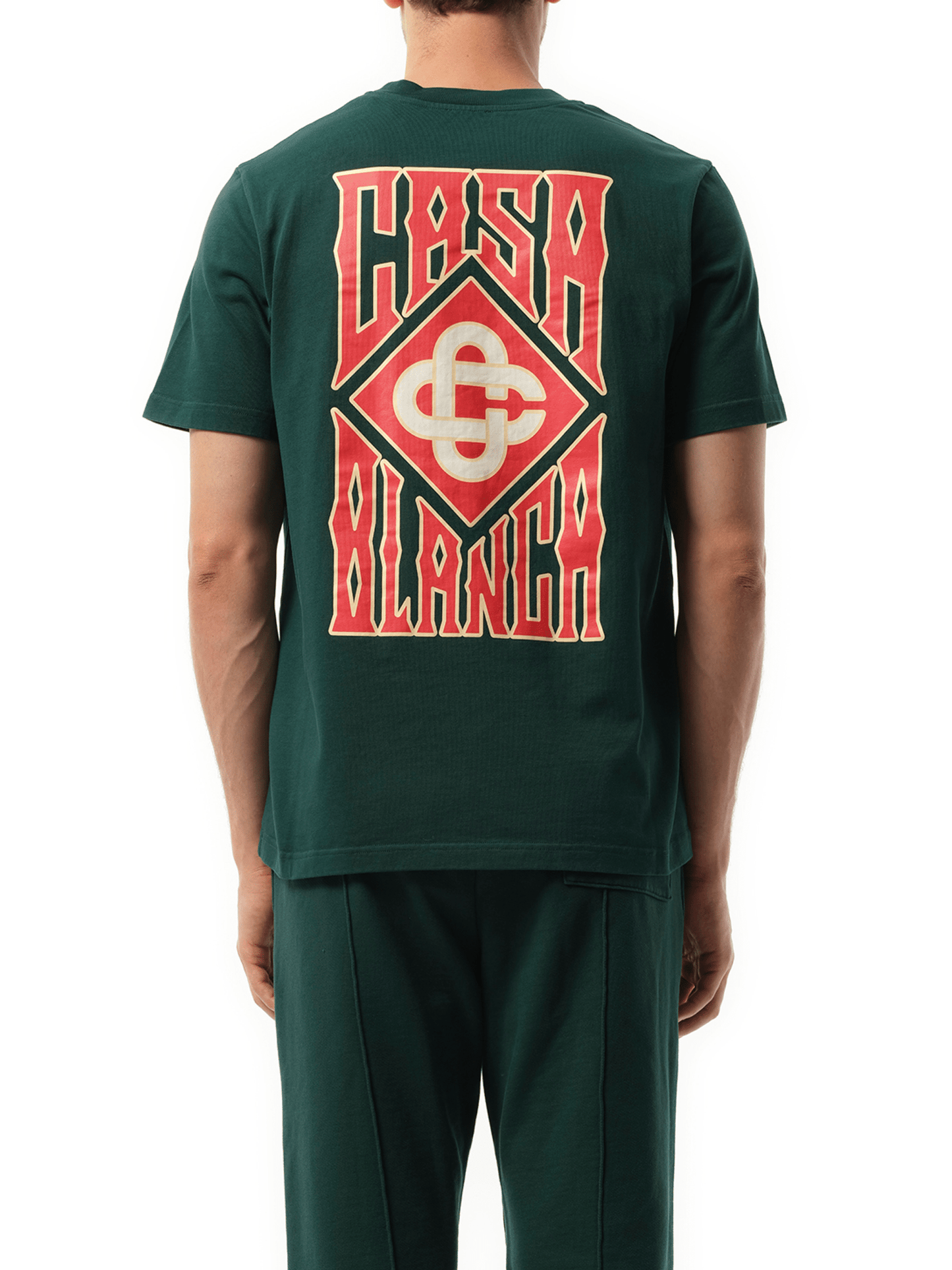 Casablanca Gothic Stacked Logo Screen Printed T-Shirt in Green