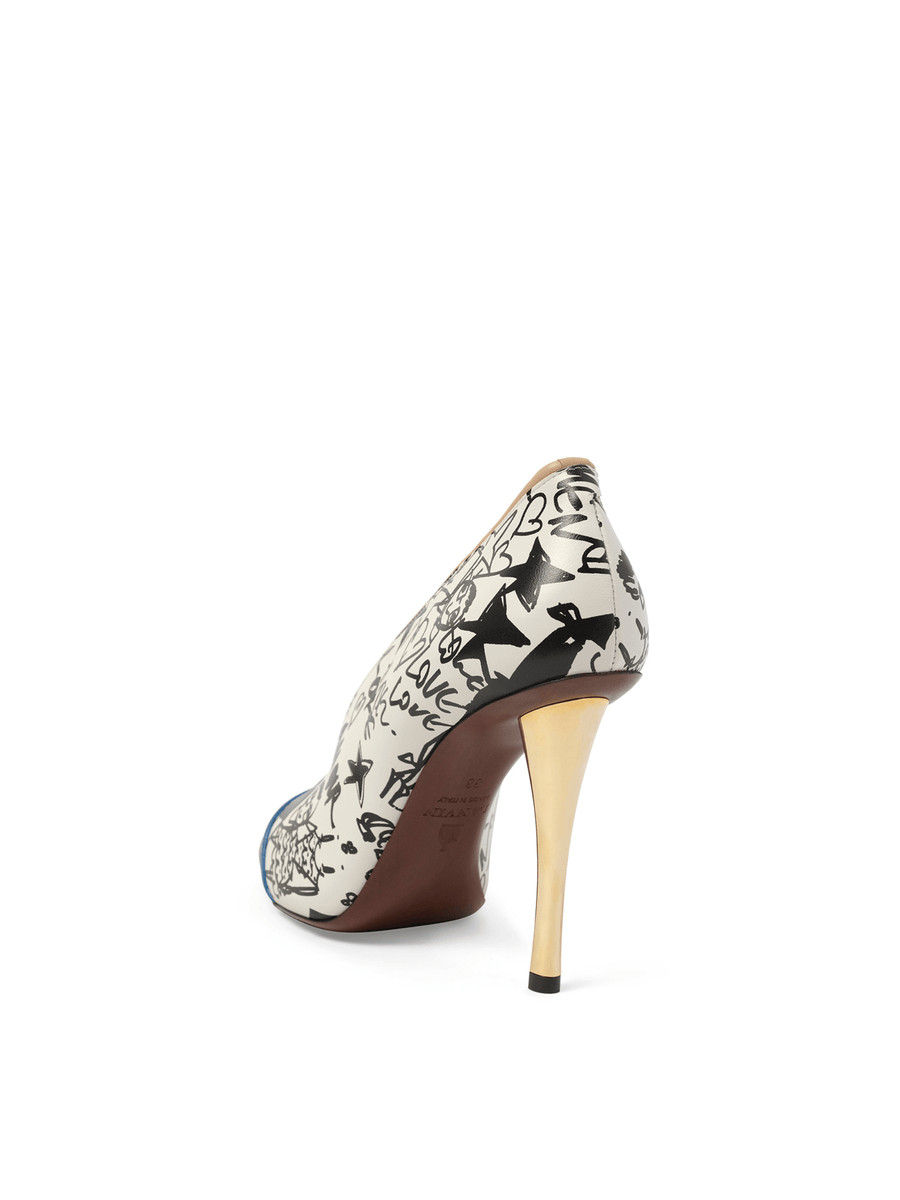 Print V Neck Pump in Multicolor Back View | LANVIN