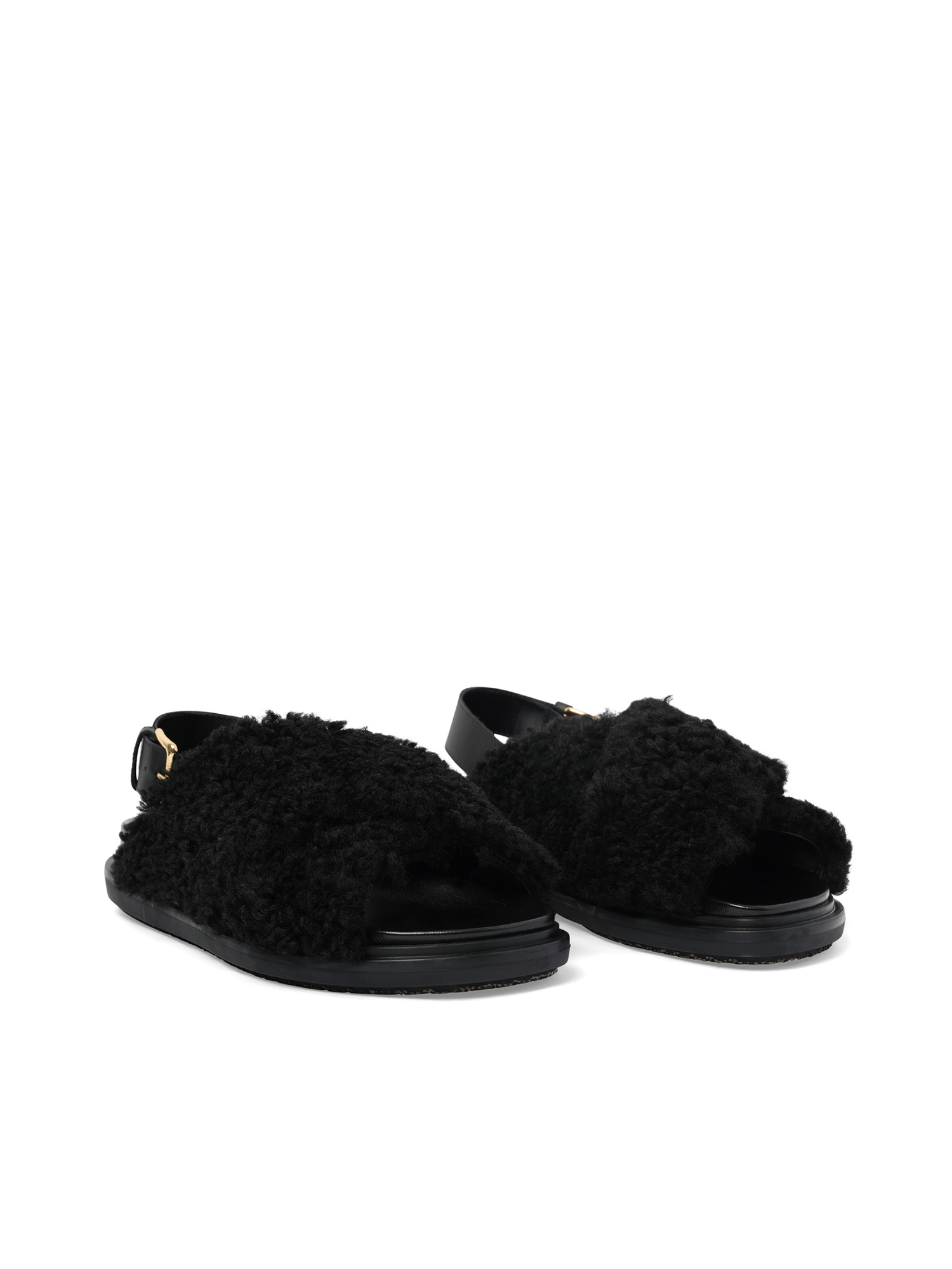 Fussbett Incrocioco Sandals in Black Front View | MARNI
