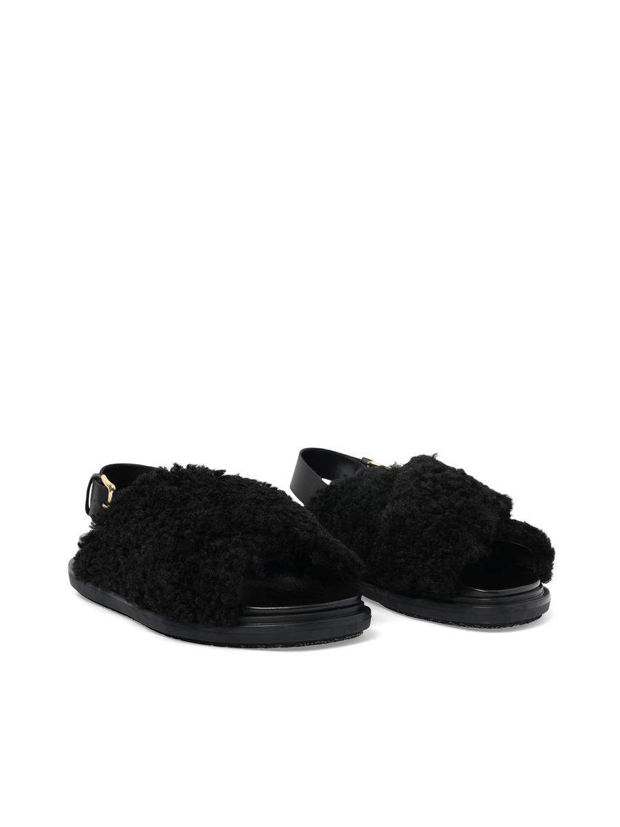 Fussbett Incrocioco Sandals in Black Front View | MARNI