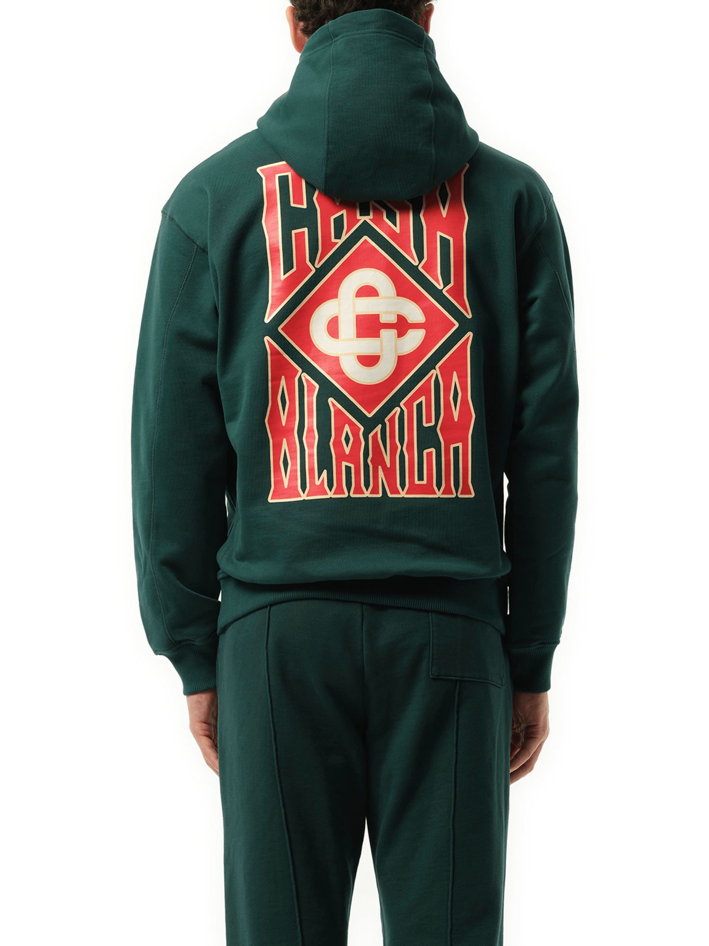 Casablanca Gothic Stacked Logo Printed Hoodie in Green
