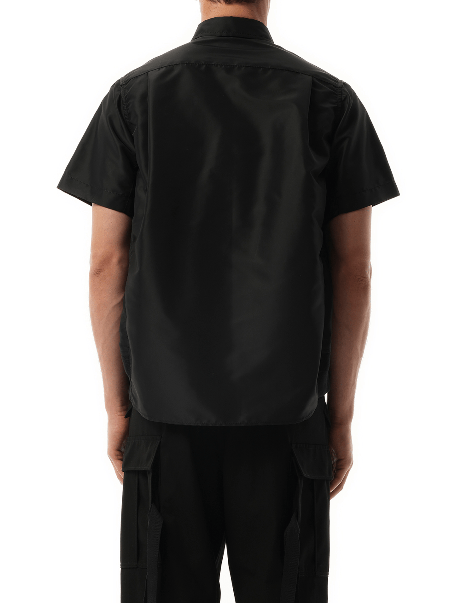 Sacai Nylon Twill Short-sleeve Shirt in Black