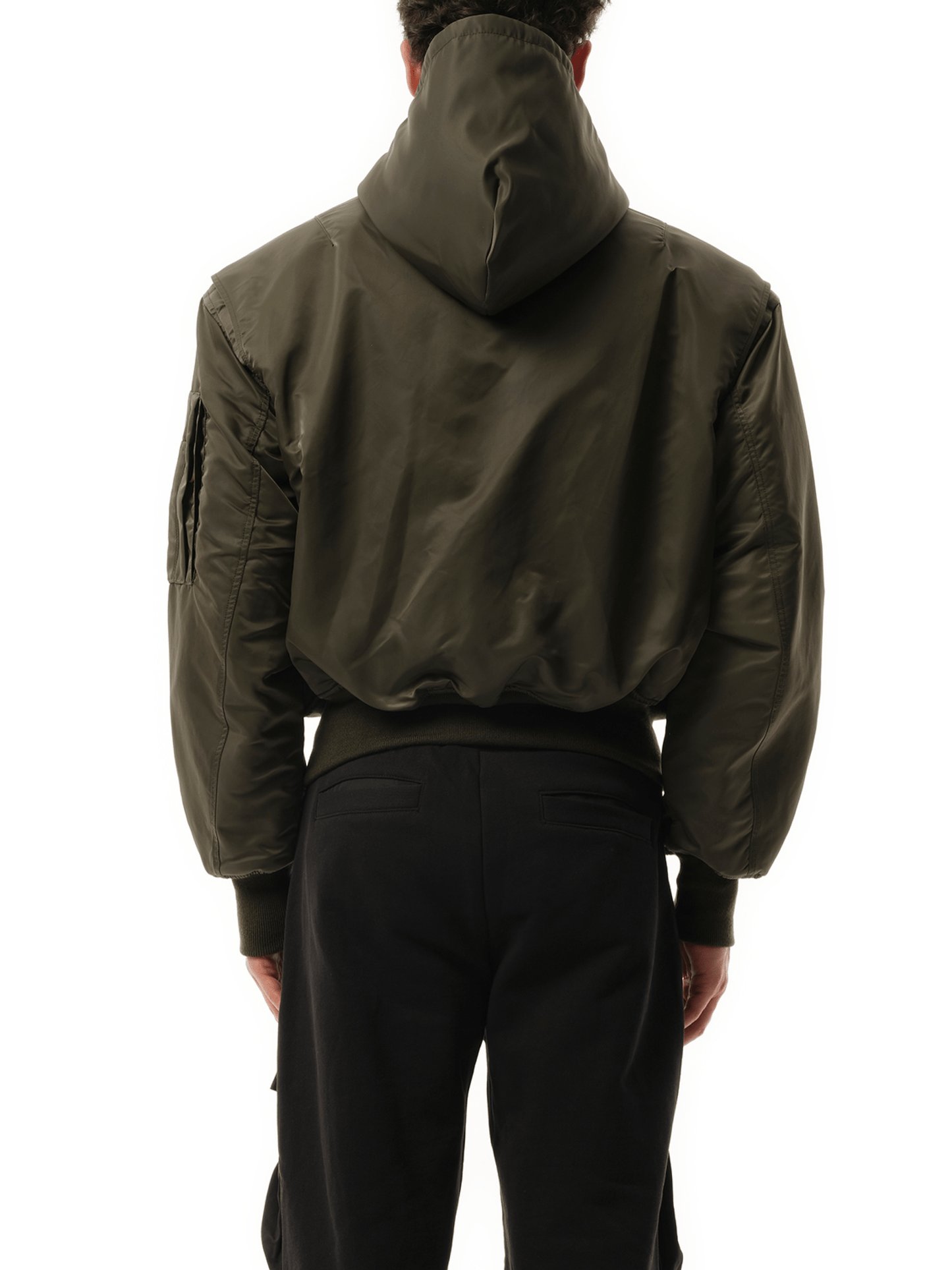 Entire Studios Hooded Broad Bomber in Jade
