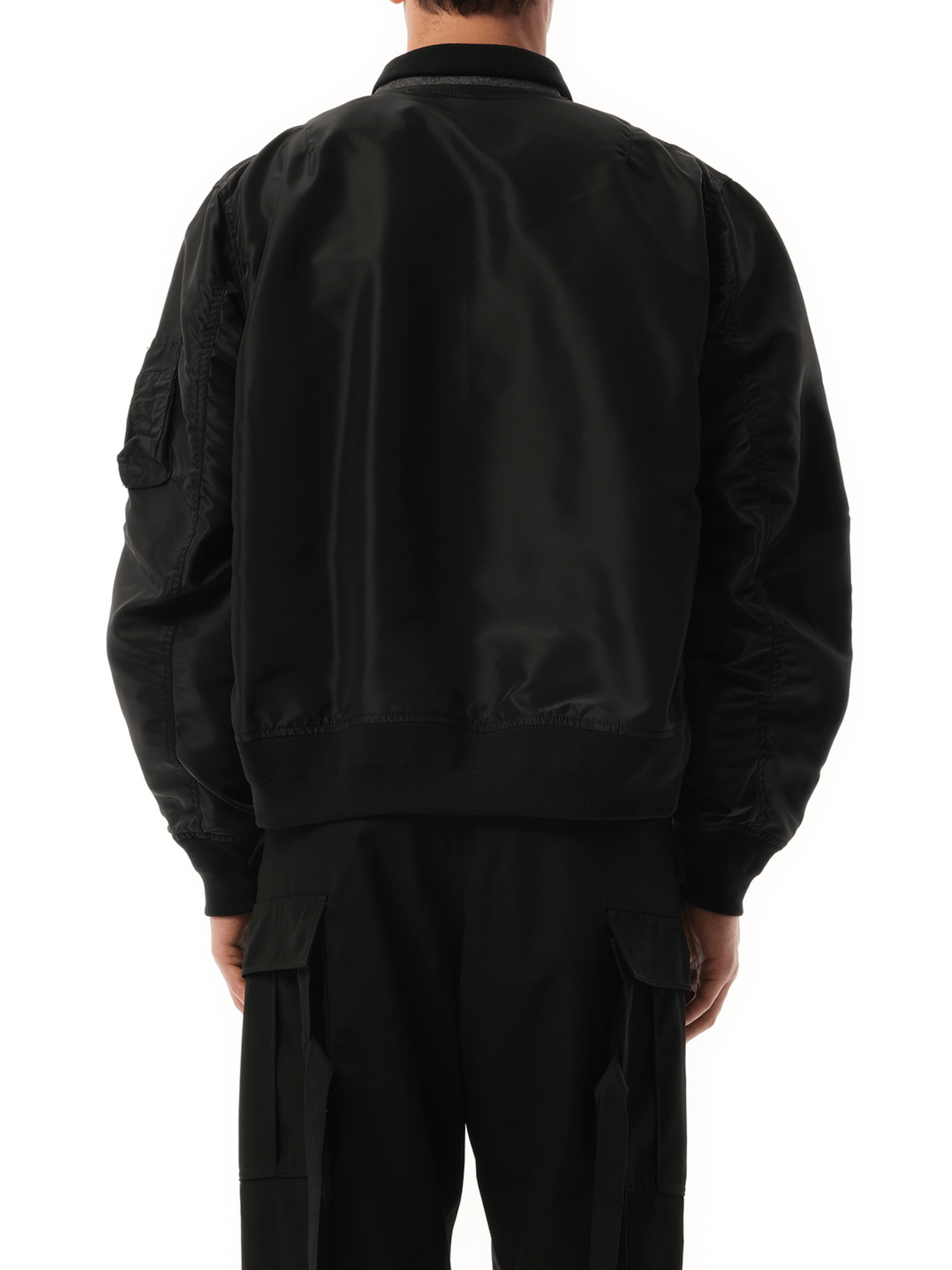 Sacai Nylon Twill Double Breasted Jacket in Black