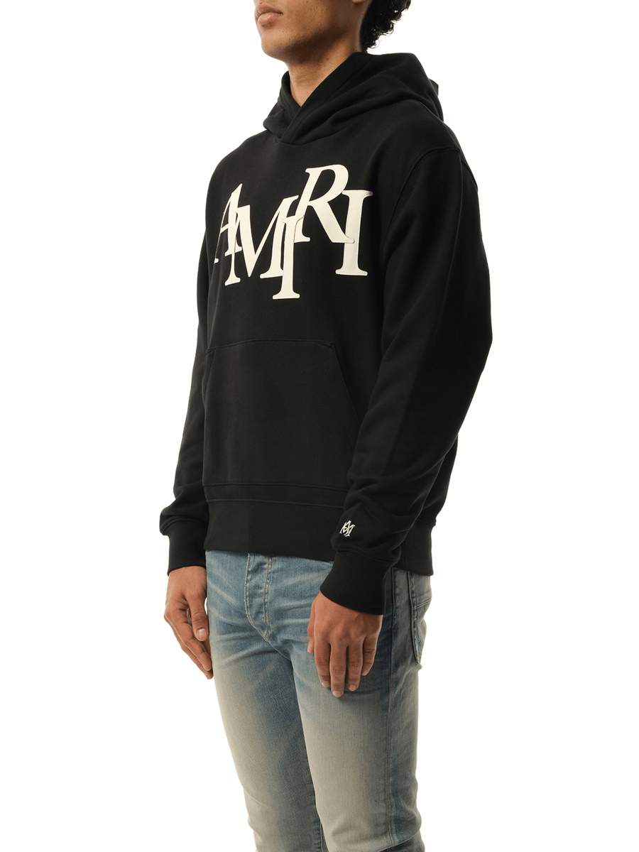 Amiri Amiri Staggered Hoodie in Black/White